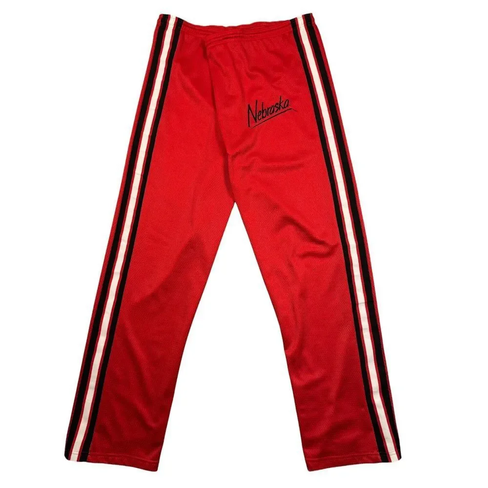 Vintage Nebraska Huskers Track Pants Mens Large Jersey Mesh Basketball Sweatpant